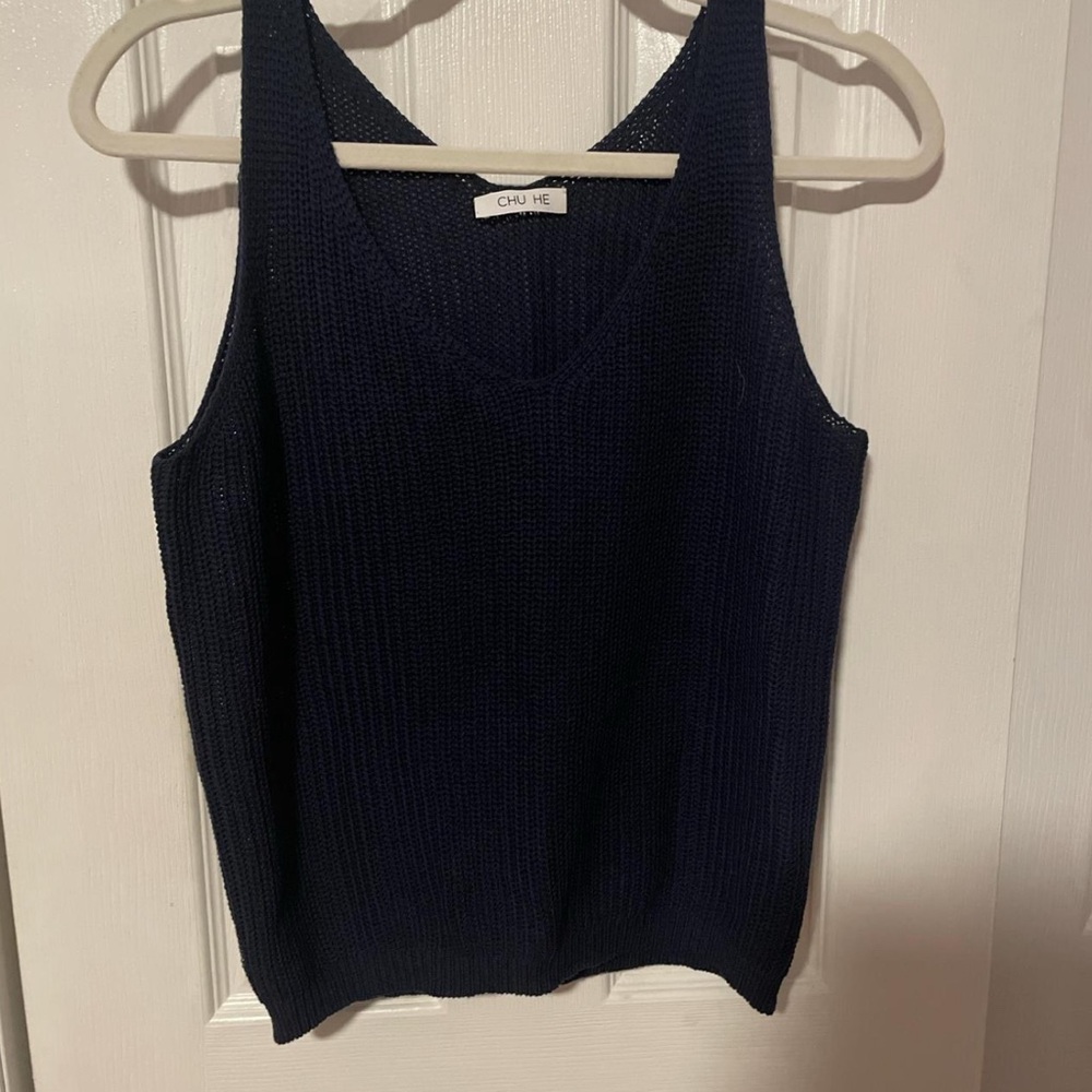 Women's Navy Blue Knit Top